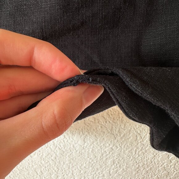 J Crew Linen Blend Scalloped Shorts Size 6 Preppy Beachy Casual Black Pockets - Picture 3 of 10